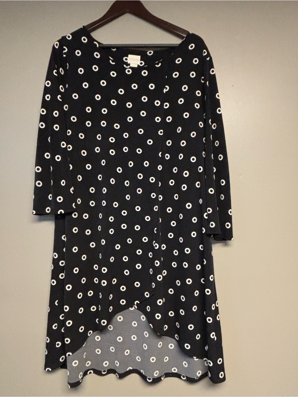 Chico's Black Dress with White Ring Dot Print
